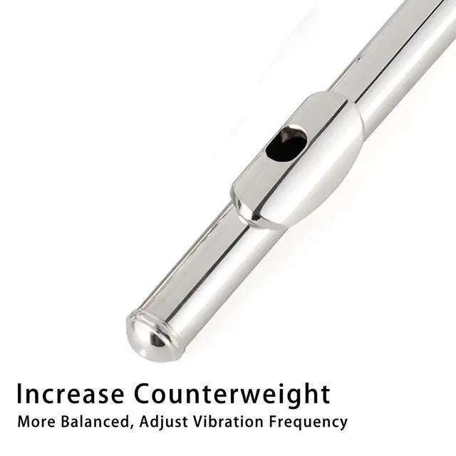 Alt view image 6 of 7 - Silver Plated Flute Instrument for Beginner Kids StudentClosed Hole Flutes 16 Keys C Flute with Carrying Case,StandCleaning kitGlovesTuning Rod(Silver Plated)