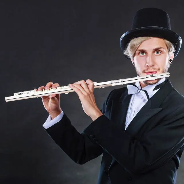 Alt view image 7 of 7 - Silver Plated Flute Instrument for Beginner Kids StudentClosed Hole Flutes 16 Keys C Flute with Carrying Case,StandCleaning kitGlovesTuning Rod(Silver Plated)