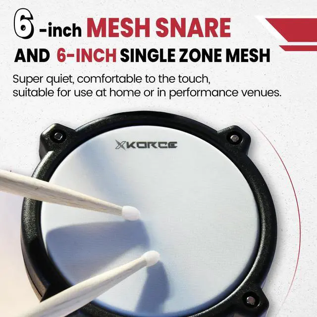 Alt view image 5 of 7 - Electronic Drum Set Electric Drum Kit with 4 Quiet Mesh Pads, 360 Sounds, 2 Pedals, Headphones, Sticks, Dual Bluetooth function, Suit for Beginner