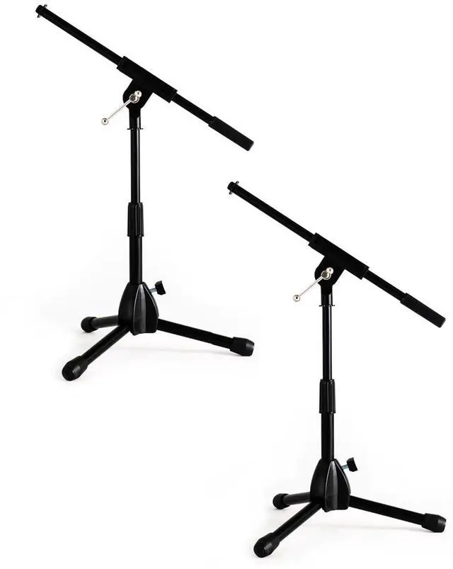 Main image of Foldable Tripod Low-Profile Mic Boom Stand, 2 Pack - Height Extending from 9.6'' to 16.9'', w/Adjustable Telescoping Arm Up to 9'', Lightweight, Black, Powered by Hamilton(SR610121B-2PK)