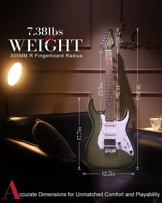 Alt view image 2 of 7 - Solid Body Electric Guitar - Flame Maple Top, HSS Alnico V Pickups with Coil-Split, Roasted Maple Neck, Locking Tuners, Veltrix Series, Obsidian Black