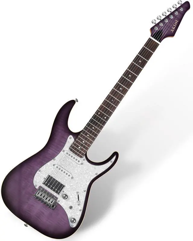Main image of Solid Body Electric Guitar - Flame Maple Top, HSS Alnico V Pickups with Coil-Split, Roasted Maple Neck, Locking Tuners, Veltrix Series, Violet Venom