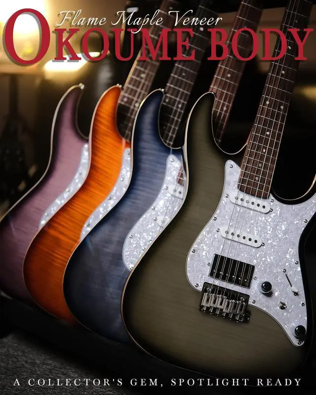 Alt view image 4 of 7 - Solid Body Electric Guitar - Flame Maple Top, HSS Alnico V Pickups with Coil-Split, Roasted Maple Neck, Locking Tuners, Veltrix Series, Obsidian Black