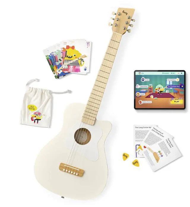 Main image of Pro 6 Acoustic kids real guitar for Beginners Compact size Ages 9+ Learning app and Lessons included