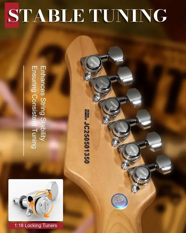 Alt view image 7 of 7 - Solid Body Electric Guitar - Flame Maple Top, HSS Alnico V Pickups with Coil-Split, Roasted Maple Neck, Locking Tuners, Veltrix Series, Obsidian Black