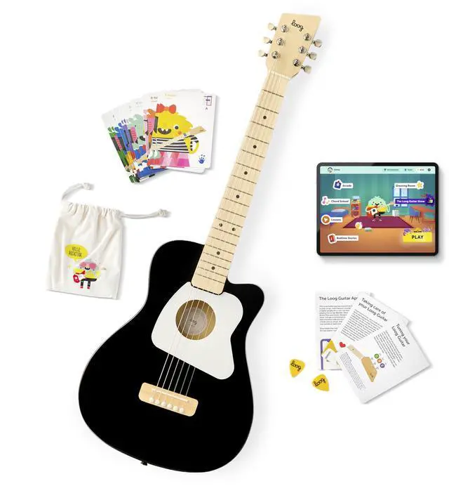 Main image of Pro 6 Acoustic kids real guitar for Beginners Compact size Ages 9+ Learning app and Lessons included