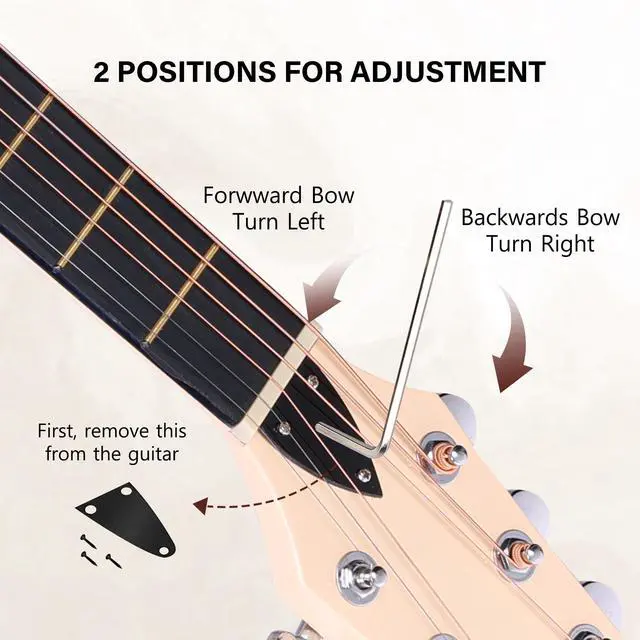 Alt view image 4 of 7 - Acoustic Guitar Kits for Beginners Adults - 38" Steel-String Guitars Bundle with Online Lesson Wooden Bowl Guitarra Starter Set Package with Bag, Strap, Picks, Capos, Kazoo, Black