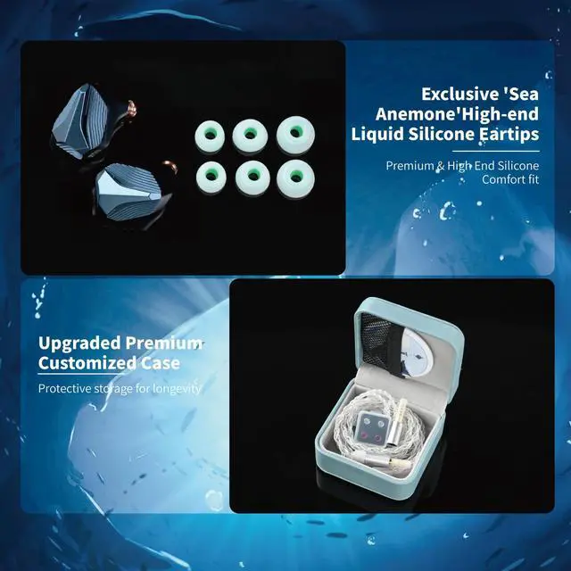 Alt view image 5 of 7 - MP145 Pro in-Ear Monitors, WDC Coengineered, 14.5 mm Planar IEMs, Ergonomically Optimized Design, Upgraded 4-Core 6N OFC Cable, Exclusive Sea Anemone Eartips & Leather Case, 3.5 & 4.4mm, Gold