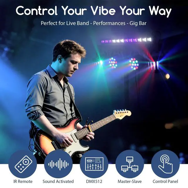 Alt view image 2 of 7 - DJ Lights with Stand for Party | All-in-One LED Stage Lighting System for Weddings Club Gig Bar Band Disco Booth Live Show Events | Sound Activated & DMX512 | Portable 7FT Tripod