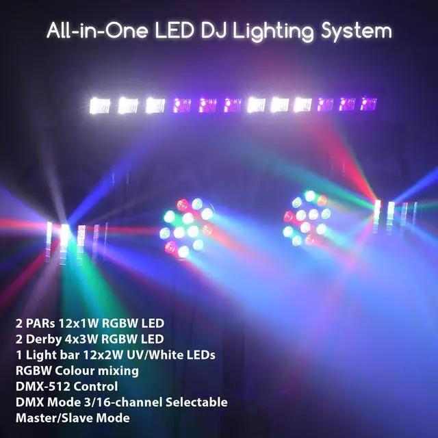 Alt view image 3 of 7 - DJ Lights with Stand for Party | All-in-One LED Stage Lighting System for Weddings Club Gig Bar Band Disco Booth Live Show Events | Sound Activated & DMX512 | Portable 7FT Tripod