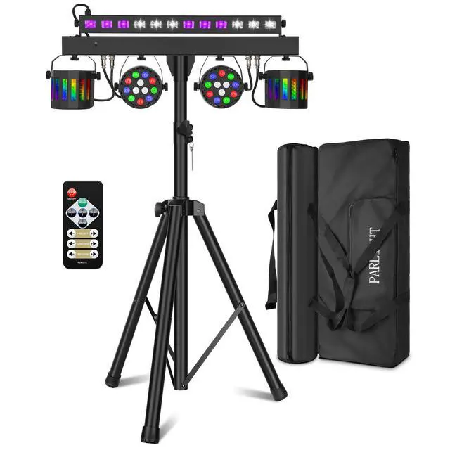 Alt view image 7 of 7 - DJ Lights with Stand for Party | All-in-One LED Stage Lighting System for Weddings Club Gig Bar Band Disco Booth Live Show Events | Sound Activated & DMX512 | Portable 7FT Tripod