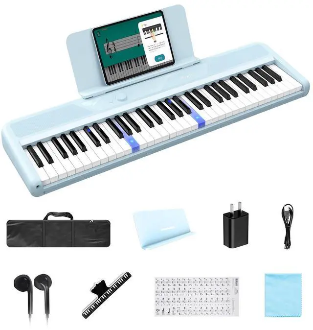 Main image of Smart Piano 61 Key Keyboard for Beginners, Learning Keyboard Piano with 29 Demo Songs, 128 Tones, 128 Rhythms, Built-in LED Lights, Speakers and Music Lessons