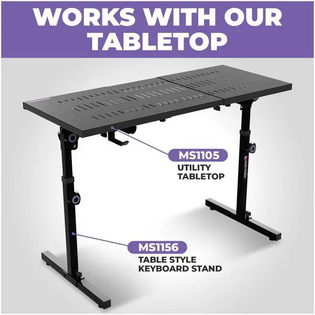 Alt view image 5 of 7 - Table Style Keyboard Stand Foldable & Collapsible Digital Piano Stand for 54-88 Key Electric Keyboards, MIDI & Synths Universal Fit, Adjustable Height & Width, Portable, Heavy-Duty