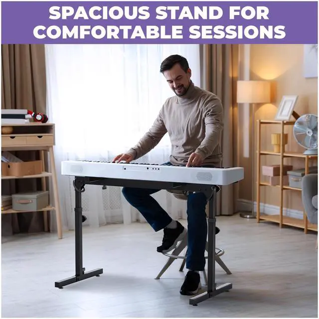 Alt view image 7 of 7 - Table Style Keyboard Stand Foldable & Collapsible Digital Piano Stand for 54-88 Key Electric Keyboards, MIDI & Synths Universal Fit, Adjustable Height & Width, Portable, Heavy-Duty