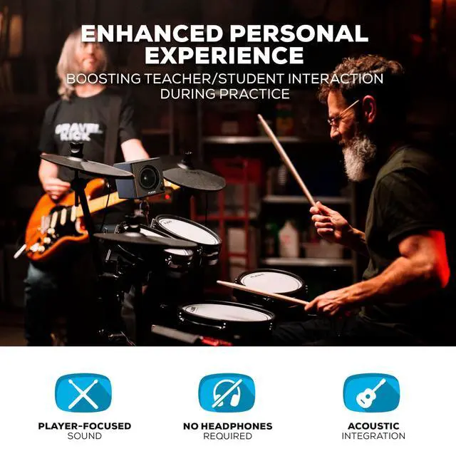 Alt view image 4 of 7 - Nitro Amp 70W 3" Compact Electric Drum Monitor Speaker for Practice and Lessons, Rack-Mountable with Clamps Included