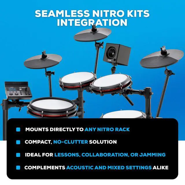 Alt view image 5 of 7 - Nitro Amp 70W 3" Compact Electric Drum Monitor Speaker for Practice and Lessons, Rack-Mountable with Clamps Included