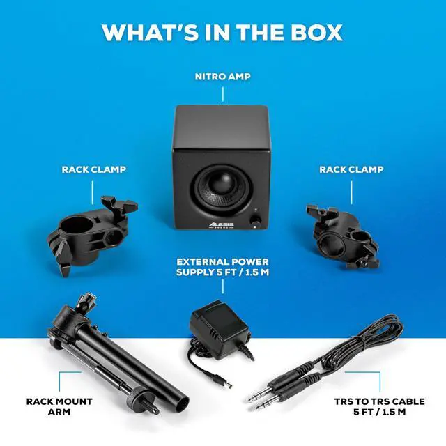 Alt view image 7 of 7 - Nitro Amp 70W 3" Compact Electric Drum Monitor Speaker for Practice and Lessons, Rack-Mountable with Clamps Included