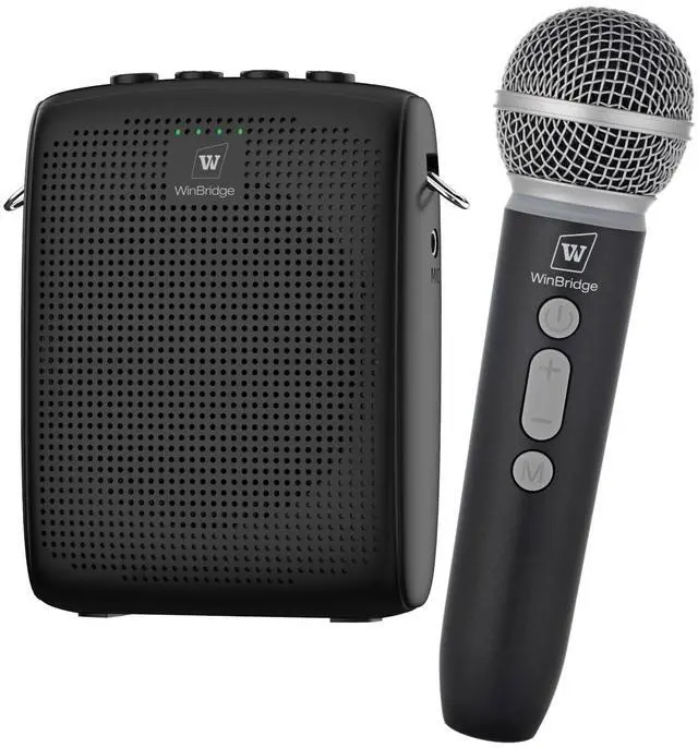 Main image of WinBridge Wireless Voice Amplifier with Microphone for Teachers,Tours WB009 | Portable PA System with Bluetooth Handheld Mic, Speaker Mic Set, Cardioid Pickup for Classroom, Outdoor, Public Speaking