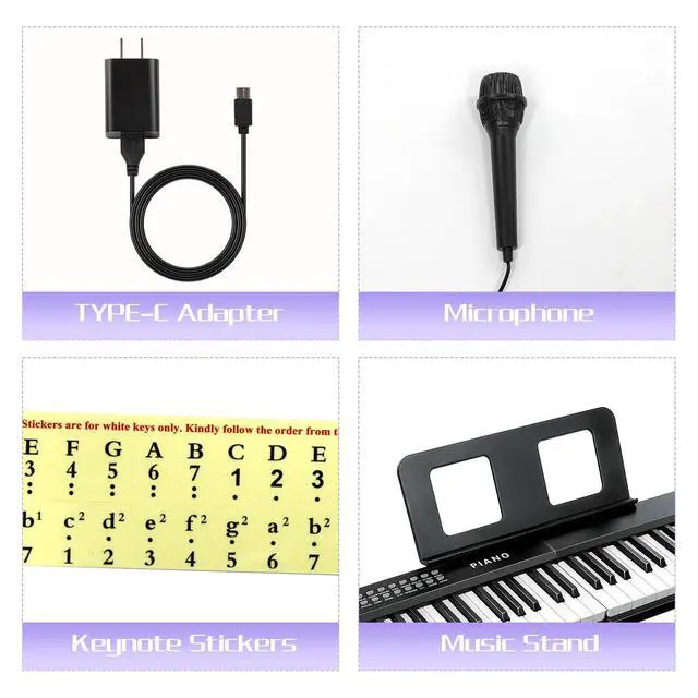 Alt view image 7 of 7 - 88 Key SEMI-Weighted Keyboard Piano for Beginners w/Teaching Mode | MIDI Connection, Bluetooth, Follow Mode, 1000 Tones/Rhythms, 150 Demos, Sustain Pedal, Plug-in Powered, Foldable & Portable