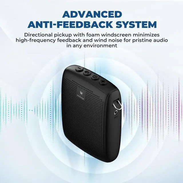 Alt view image 7 of 7 - WinBridge Wireless Voice Amplifier with Microphone for Teachers,Tours WB009 | Portable PA System with Bluetooth Handheld Mic, Speaker Mic Set, Cardioid Pickup for Classroom, Outdoor, Public Speaking