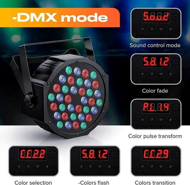 Alt view image 5 of 7 - Rechargeable Par Can Lights Wireless LED Uplights Battery Powered Uplighting RGB 36W Stage Lighting for Events DJ Disco Wedding Party - 4 Pack
