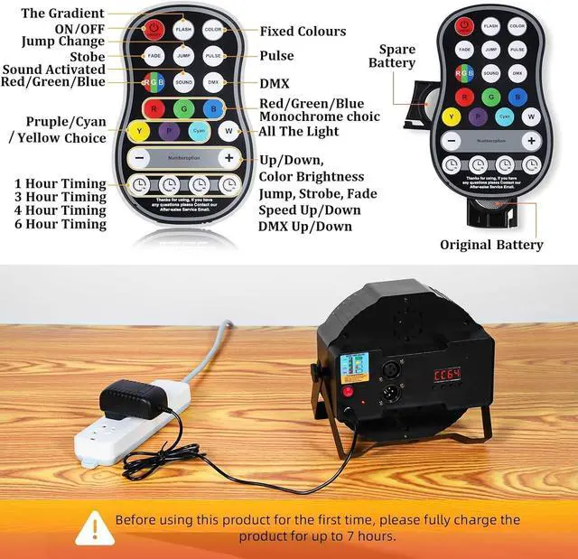 Alt view image 7 of 7 - Rechargeable Par Can Lights Wireless LED Uplights Battery Powered Uplighting RGB 36W Stage Lighting for Events DJ Disco Wedding Party - 4 Pack