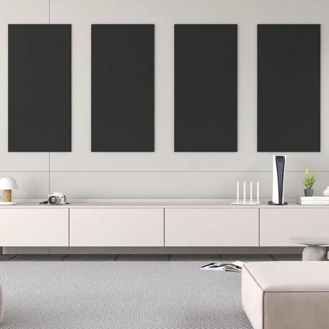 Alt view image 7 of 7 - Large Acoustic Panels Self-Adhesive, 4PCS 44.1" x 21.7" Sound Absorbing Panel, Acoustic Wall Panels for Interior Wall Decor and Recording Studio Acoustical Treatments, Living Room, Office, Black