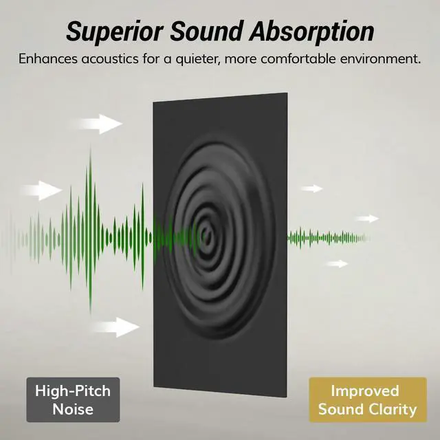 Alt view image 4 of 7 - Large Acoustic Panels Self-Adhesive, 4PCS 44.1" x 21.7" Sound Absorbing Panel, Acoustic Wall Panels for Interior Wall Decor and Recording Studio Acoustical Treatments, Living Room, Office, Black