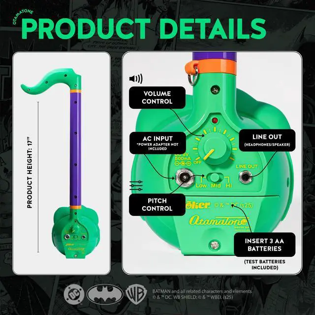 Alt view image 4 of 7 - Deluxe DC Comics Japanese Synthesizer Musical Instrument - Joker | Portable Digital Synthesizer from Japan by Maywa Denki with 3.5mm Aux Jack & Strap, Unique Gift for Teens & Adults