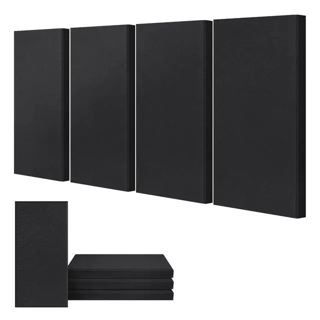 Main image of 4Pcs Acoustic Fiberglass Panels 23.6" x 11.8" Sound Absorbing,DeepBlack | 2" Thick, Sound Absorbing, For Studio & Home, Includes Wall Mounting Bracket, Easy Installation