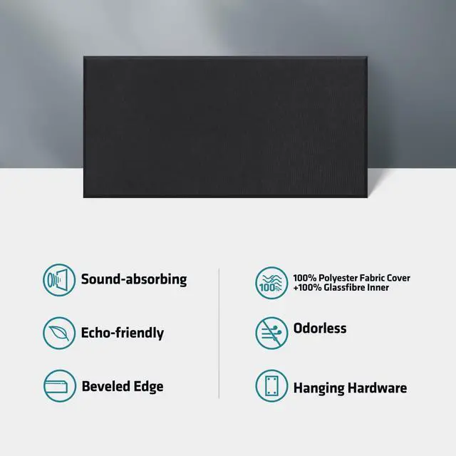 Alt view image 5 of 7 - 4Pcs Acoustic Fiberglass Panels 23.6" x 11.8" Sound Absorbing,DeepBlack | 2" Thick, Sound Absorbing, For Studio & Home, Includes Wall Mounting Bracket, Easy Installation