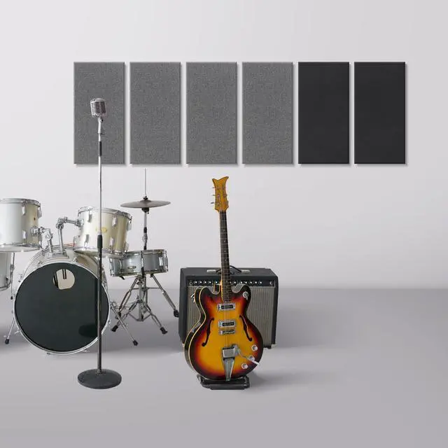Alt view image 6 of 7 - 4Pcs Acoustic Fiberglass Panels 23.6" x 11.8" Sound Absorbing,DeepBlack | 2" Thick, Sound Absorbing, For Studio & Home, Includes Wall Mounting Bracket, Easy Installation