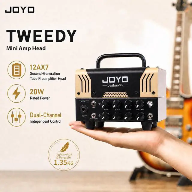 Alt view image 2 of 7 - 20W Guitar Amp Head Dual Channel Hybrid Tube Preamp with 12AX7, Voice Mid Control, FX Loop, Bluetooth Streaming & Headphone Out, Require External 8 Speaker Cab (Tweedy)