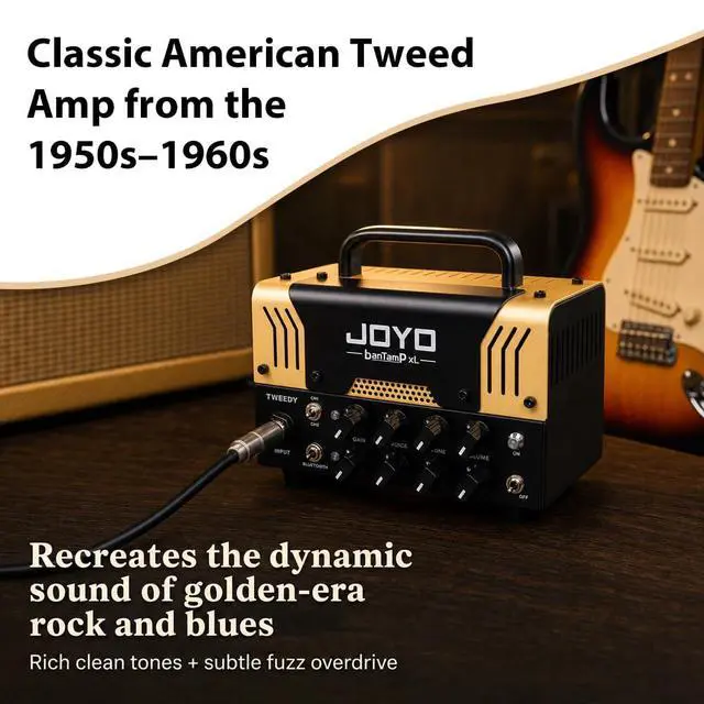 Alt view image 3 of 7 - 20W Guitar Amp Head Dual Channel Hybrid Tube Preamp with 12AX7, Voice Mid Control, FX Loop, Bluetooth Streaming & Headphone Out, Require External 8 Speaker Cab (Tweedy)