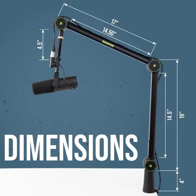 Alt view image 6 of 7 - Shure by Deluxe Broadcast Desktop Mic Boom Arm (SH-BROADCAST1) | Fully adjustable with a quiet 360-degree arm for podcasts and streaming. Compatible with MV7 & SM7B