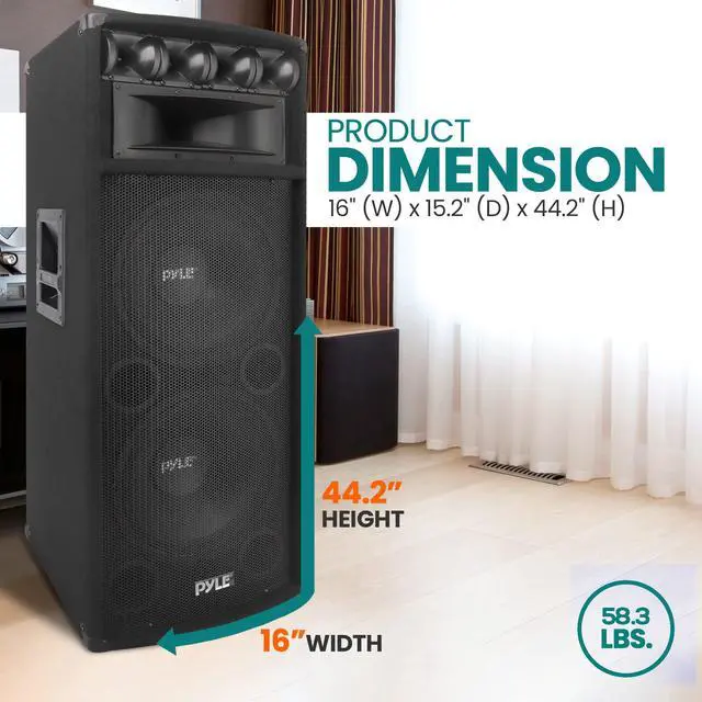 Alt view image 3 of 7 - Portable Cabinet PA Speaker System - 1600 Watt Outdoor Sound System Vehicle Stereo Speakers w/Dual 12" Woofers, 3.4" Piezo Tweeters, 5"x12" Super Horn Midrange, Crossover Network - Pro PADH212