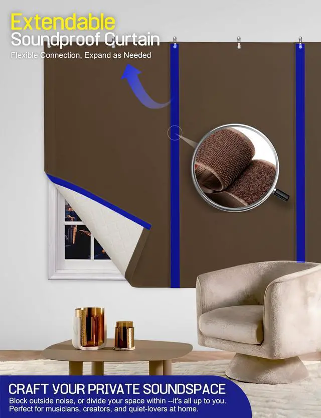 Alt view image 3 of 7 - Soundproof Curtains for Bedroom, Studio & Home Office, Sound Dampening Acoustic Curtain with Soft Velvet Backing, Noise Reducing Room Divider Panel, 70.9 x 39.4 Inch, Obsidian Gray