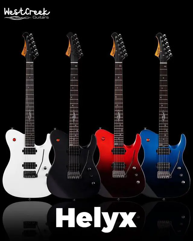 Alt view image 7 of 7 - WestCreek Helyx Electric Guitar, Mahogany Body, Stainless Steel Frets, Roasted Maple Neck, Rosewood Fretboard, Bone Nut, 24 Frets (White)