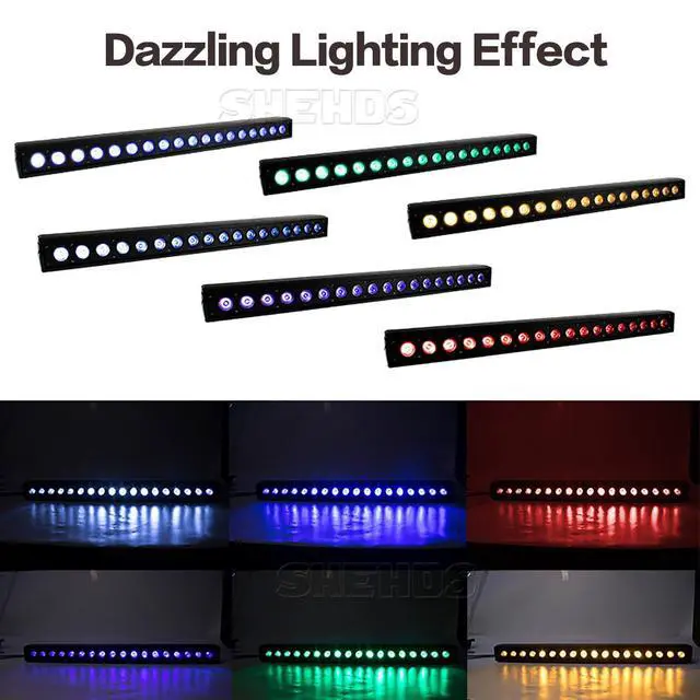 Alt view image 3 of 7 - 18x18W LED Stage Wash Lights Bar/Strip, RGBWAP Wall Wash Lights | Strobe Effect DMX512 Control for Christmas Night Club Disco Club Wedding Bar
