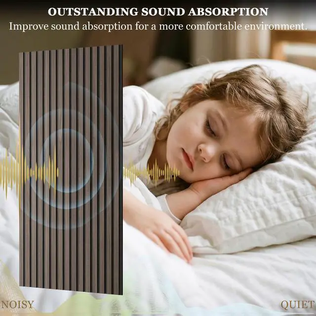 Alt view image 3 of 7 - 4-Pack Wood Veneer Acoustic Wall Panels Decorative Acoustical Panel | 47.2"×23.6" Self-Adhesive Backing Sound Absorbing Panels for Walls Decor, Office, Recording Studio, Home (Dark Walnut Veneer)