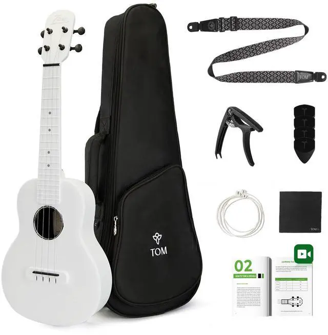 Main image of 23" Carbon Fiber Concert Ukulele -Waterproof, Ultra-Lightweight (1.25 lbs),Beginner-Friendly Ukulele For Kids, Ideal For Professionals & Outdoor Adventures (White)