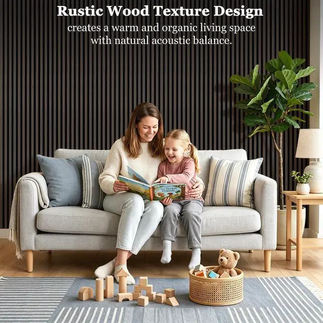 Alt view image 6 of 7 - 4-Pack Wood Veneer Acoustic Wall Panels Decorative Acoustical Panel | 47.2"×23.6" Self-Adhesive Backing Sound Absorbing Panels for Walls Decor, Office, Recording Studio, Home (Dark Walnut Veneer)