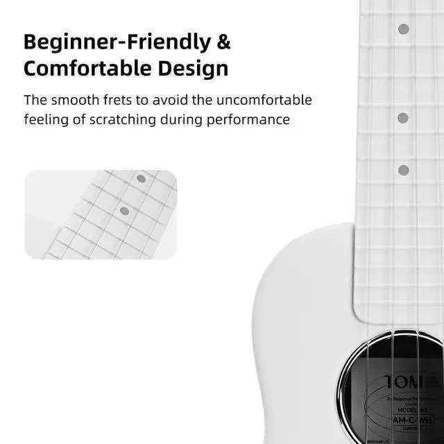 Alt view image 6 of 7 - 23" Carbon Fiber Concert Ukulele -Waterproof, Ultra-Lightweight (1.25 lbs),Beginner-Friendly Ukulele For Kids, Ideal For Professionals & Outdoor Adventures (White)