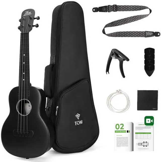Main image of 23" Carbon Fiber Concert Ukulele -Waterproof, Ultra-Lightweight (1.25 lbs),Beginner-Friendly Ukulele For Kids, Ideal For Professionals & Outdoor Adventures (Black)