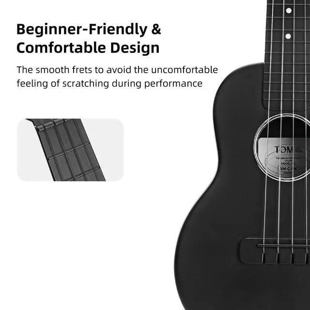 Alt view image 6 of 7 - 23" Carbon Fiber Concert Ukulele -Waterproof, Ultra-Lightweight (1.25 lbs),Beginner-Friendly Ukulele For Kids, Ideal For Professionals & Outdoor Adventures (Black)