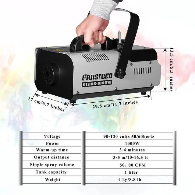 Alt view image 5 of 7 - 1000W Professional Fog Machine Wireless Remote Manual Controller | Fast Warmup Fogger with Large Smoke Volume for Stage, Halloween and Party Events