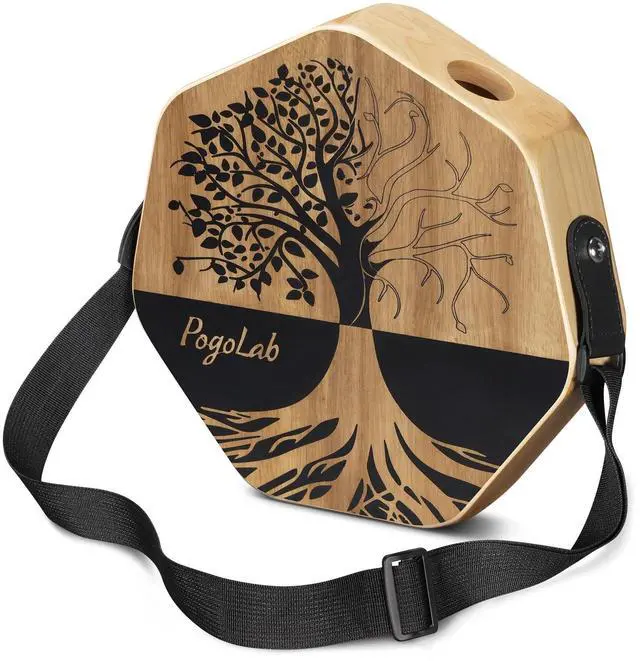 Main image of Three-tone Cajon, Portable Travel Drum Box with Adjustable Strap, Unique Appearance, Easy to Carry, for Home and Outdoor, Beautiful Percussion Instrument Gift (Brown)