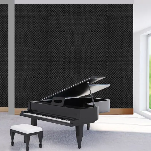 Alt view image 5 of 7 - 50 Pack Acoustic Foam Panels, 12"x12"x2" Egg Crate Sound Proof Foam | Sound Absorbing Panels for Studio, Home Theater, Office, Bedroom, Noise Cancelling Wall Panels, Black