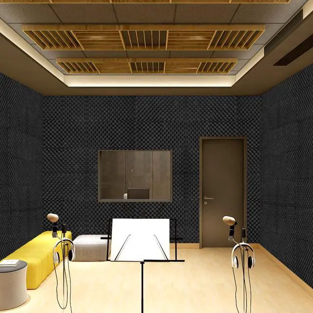 Alt view image 6 of 7 - 50 Pack Acoustic Foam Panels, 12"x12"x2" Egg Crate Sound Proof Foam | Sound Absorbing Panels for Studio, Home Theater, Office, Bedroom, Noise Cancelling Wall Panels, Black
