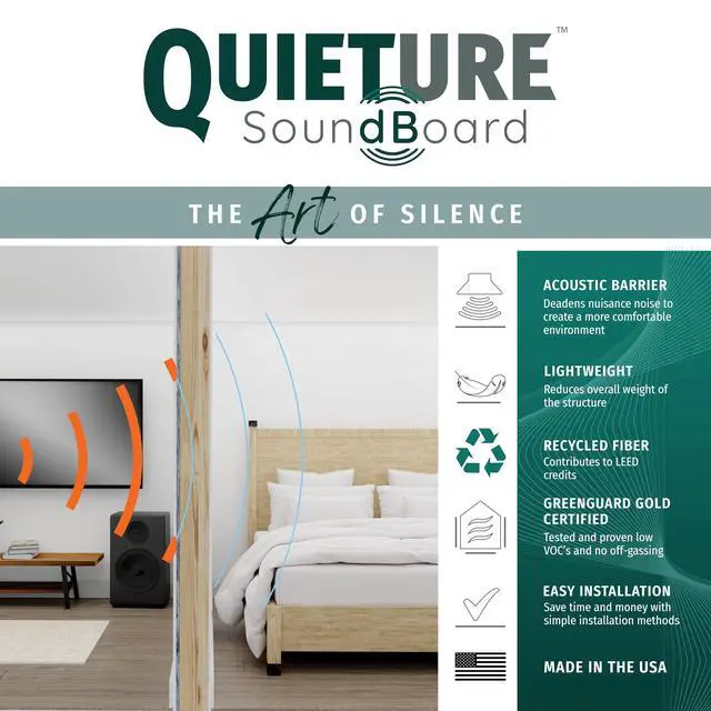 Alt view image 5 of 7 - Quieture Soundboard Acoustic Panels Sound Absorbing Fiberboard for Soundproofing & Thermal Insulation Ideal for Walls, Ceilings & Floors - 12 2'x4' Panels, 6mm T (Covers 96 sq ft)